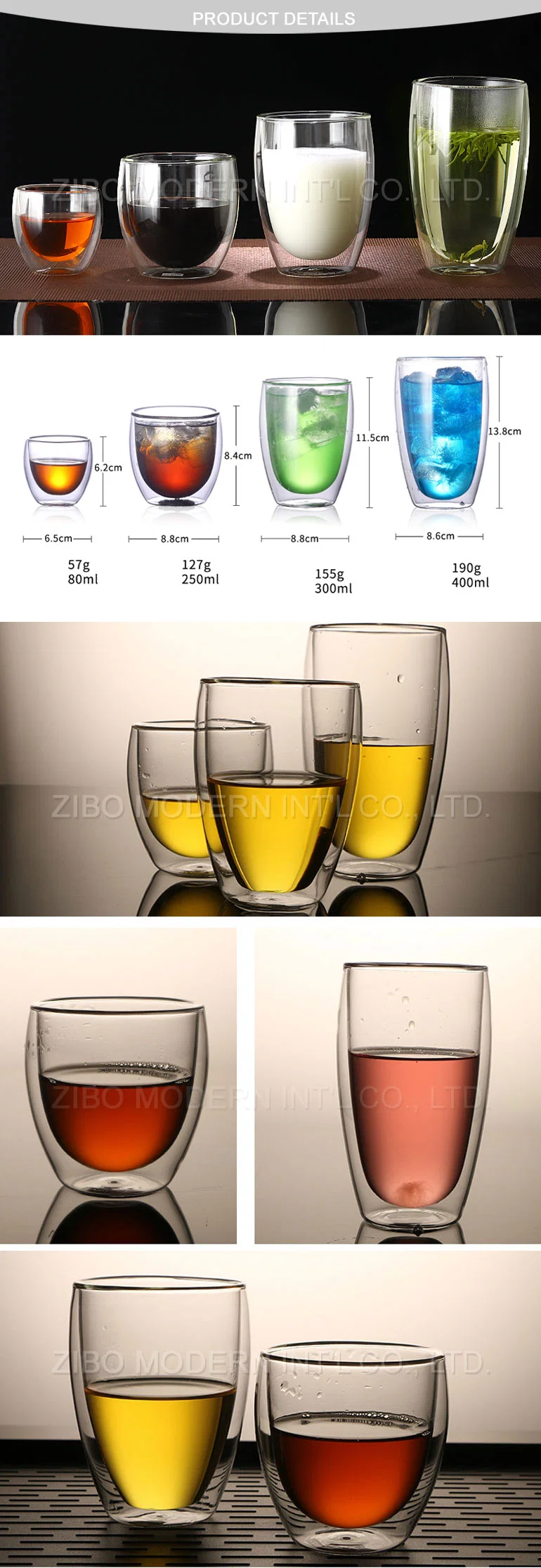 Wholesale Drinking Milk Tea Coffee Cup Double Wall Glass