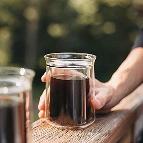 Double Wall Single Lip Insulated Glass Cup, (12oz / 350ml) - Borosilicate Glass for Coffee, Tea, Whiskey, Cocktails & All Beverages